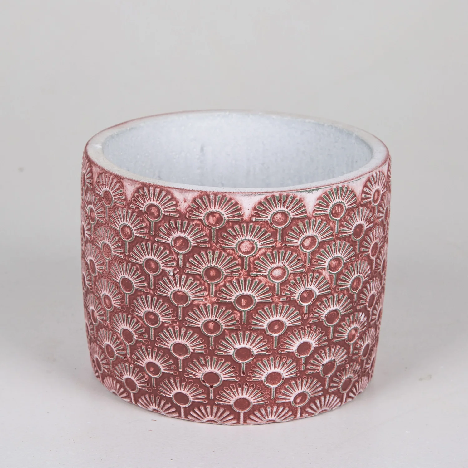 

Veramaya light pattern burgundy concrete flower pot 14x11 Cm