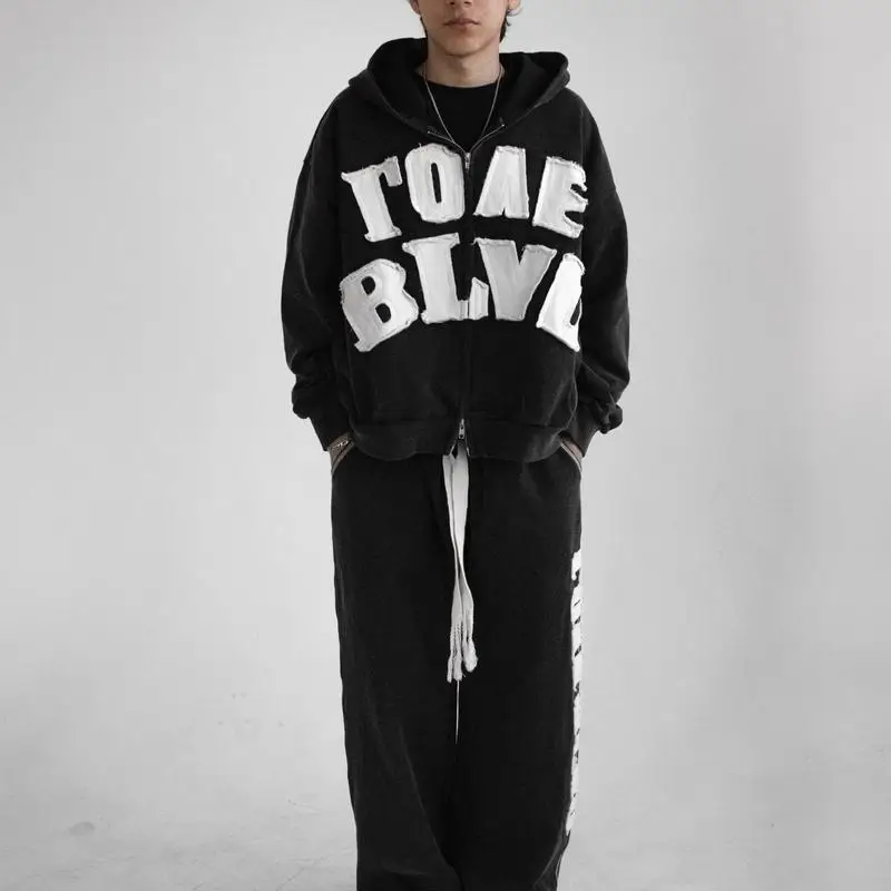 

y2k man woman clothes hoodies couple lovers sweatshirt long sleeve zip dress embroidered printed oversize kpop hip hop punk tops