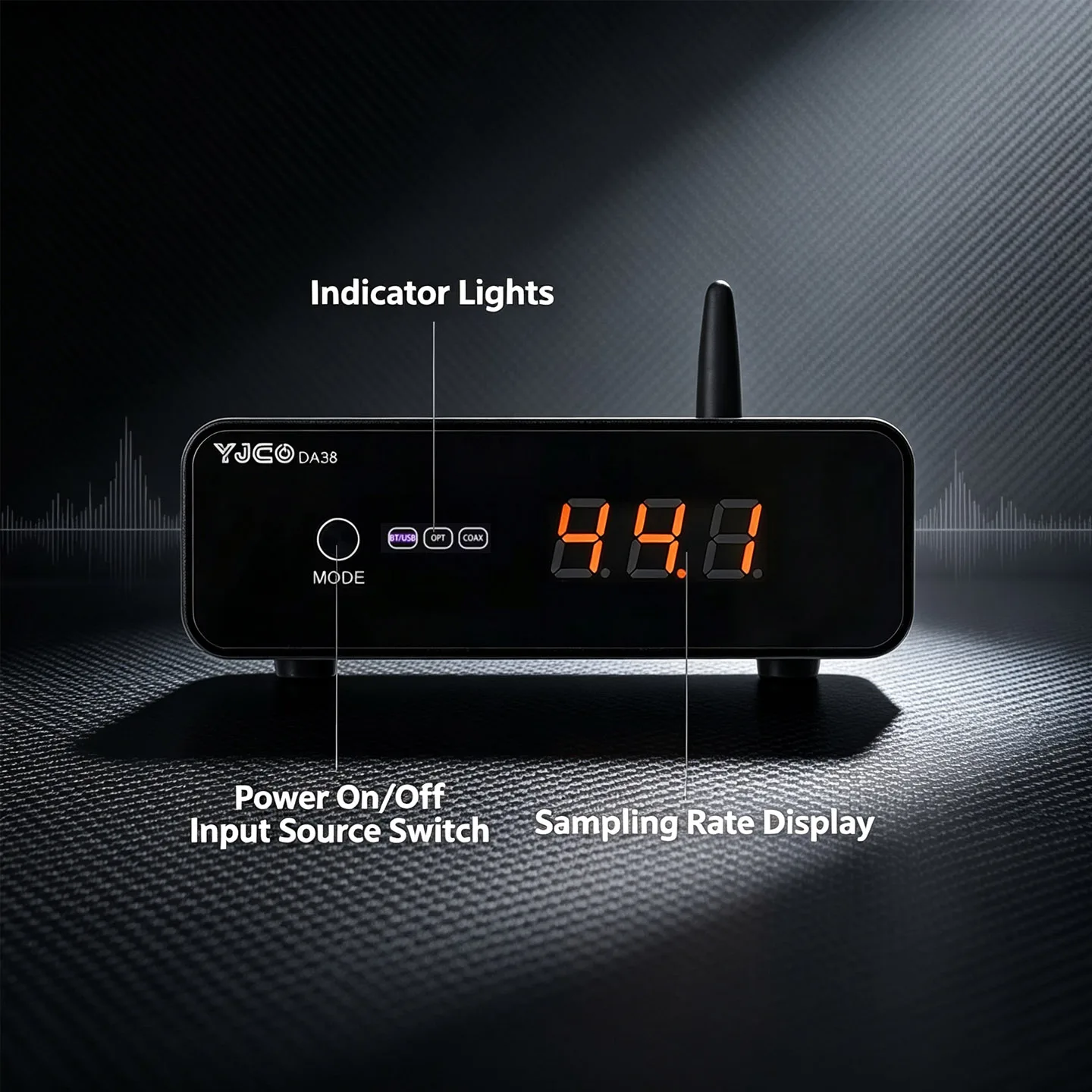 YJCO HiFi ES9038Q2M DAC Bluetooth 5.4 Receiver LDAC Lossless Audio Decoder Coaxial Optical USB RCA Output for Amplifier Speaker