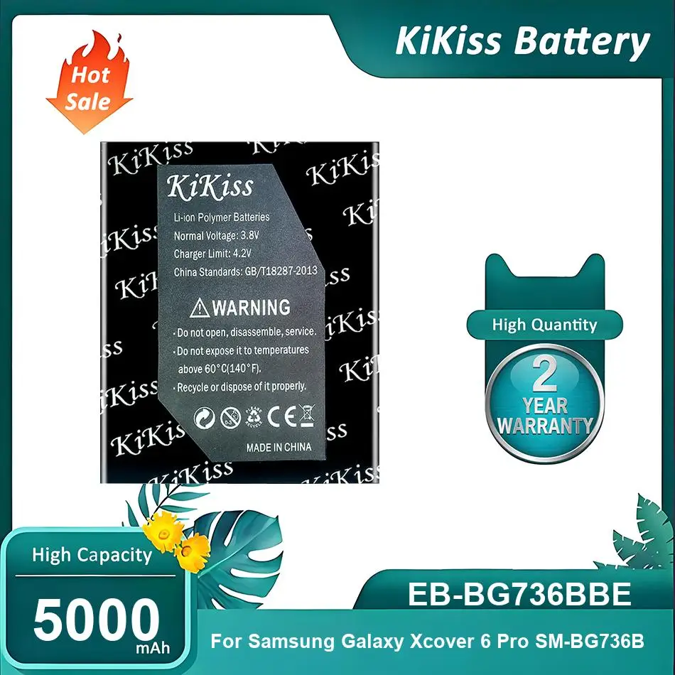 KiKiss Battery For Samsung Galaxy Xcover 6 Pro SM-BG736B,EB-BG736BBE,5000mAh