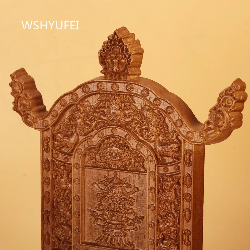Dismantlable Wood Tibetan Statue Throne with Vajra and Lion Motif Six Ornaments Buddhist Shrine Stand for Statues Crafts