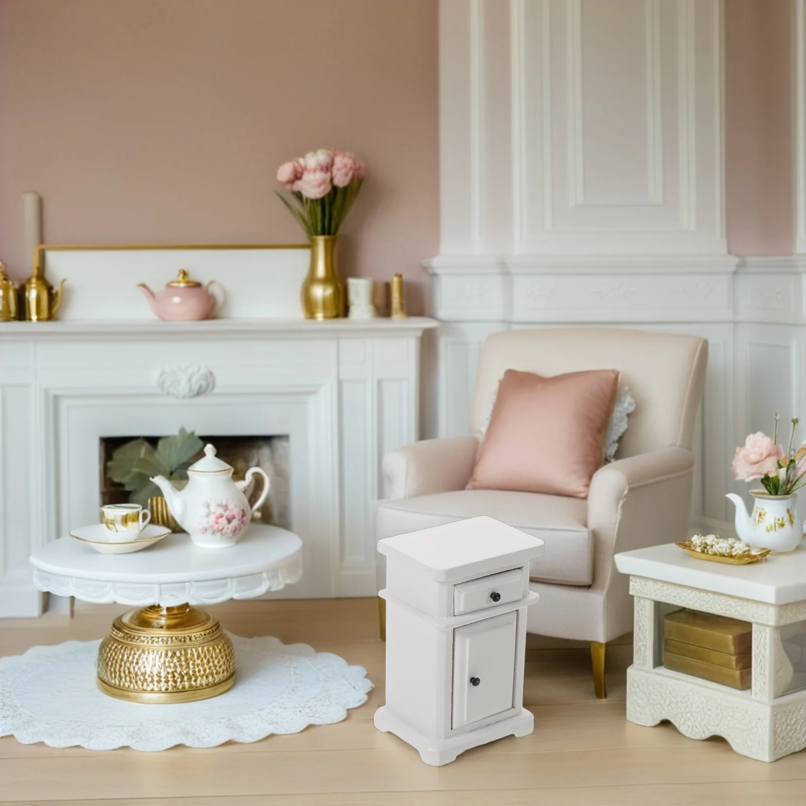 Domek dla lalek Vintage Miniaturowe Meble Biurkowe Akcesoria Szafka Model Szafki Nocne