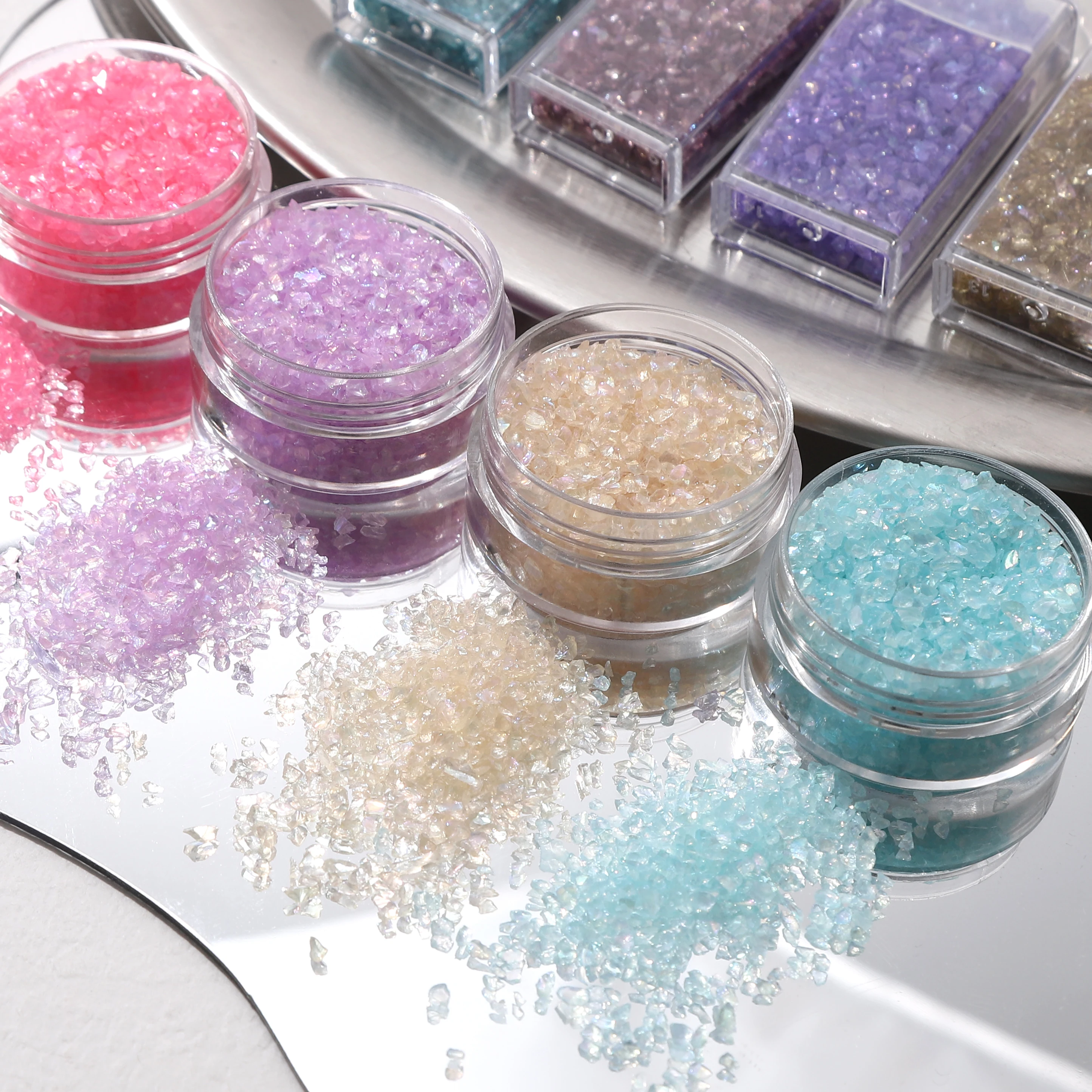 10/50g 1-4mm Glass Crushed Stone Irregular Crystal Gravel Filling For DIY Resin Mold Filler Crafts Decorative Nail Art Material