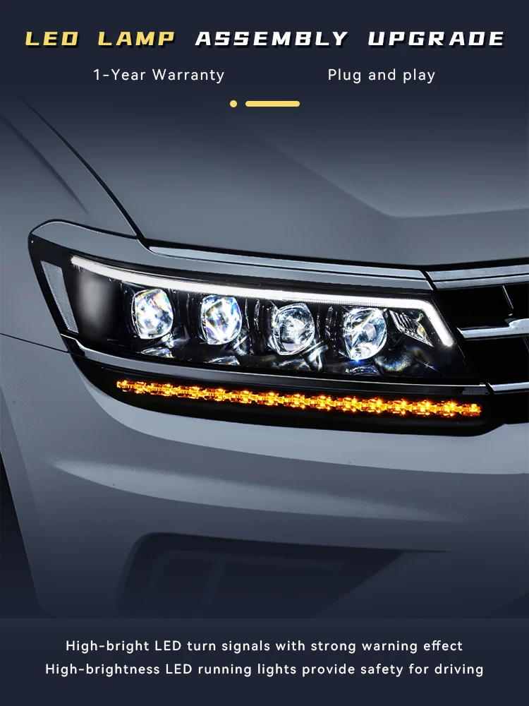 

Car Accessories For VW 2017-2021 Volkswagen Tiguan L Front Light DRL Head Lamp LED Projector Lens Headlights Vehicles Automatic