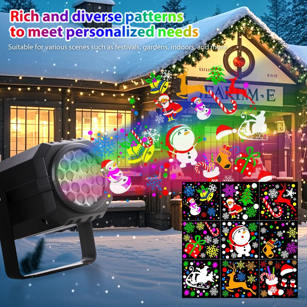 USB Christmas Light Projector LED Outdoor Indoor Projection Decoration Lamp With 16 Pattern Slide for Christmas Bedroom Party