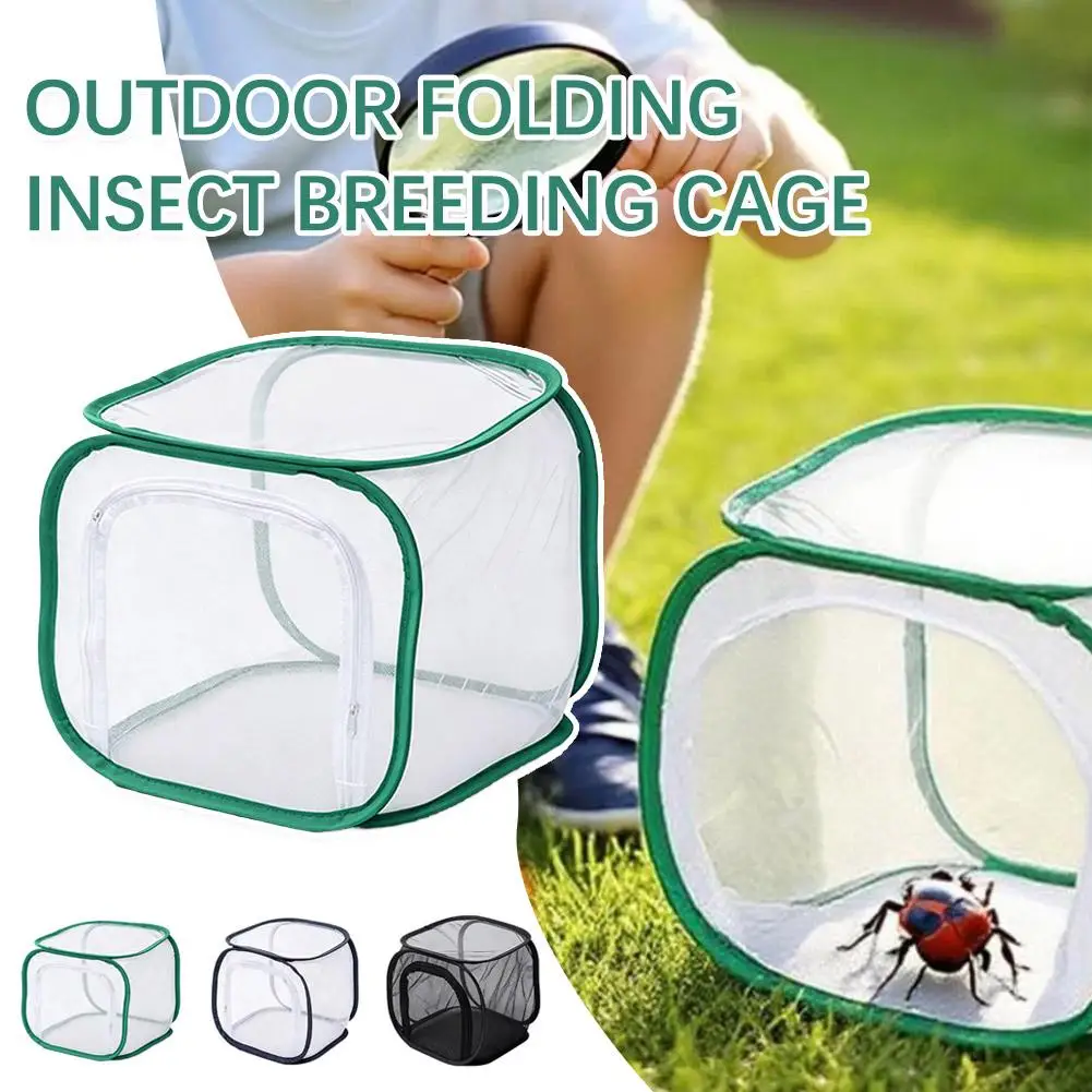 Foldable Butterfly Habitat Mesh Cage Portable Insect Observation Box Clear Window Bug Catcher Pop Up Breeding House