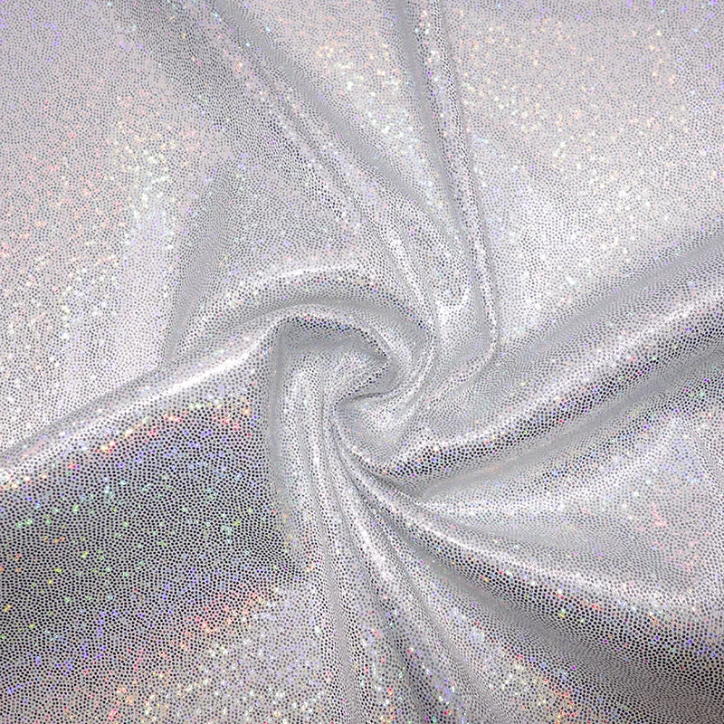 Glitter Laser Polyester Fabric Iridescent Holographic Wedding Party Background Doll Clothing Decor Material DIY BY Meters