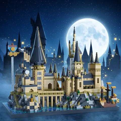 FUNXINEE Magic World Medieval Hogwarts Castle Moc Micro Building Blocks Bricks Model MOC Assembly Blocks Toys Birthday Gift