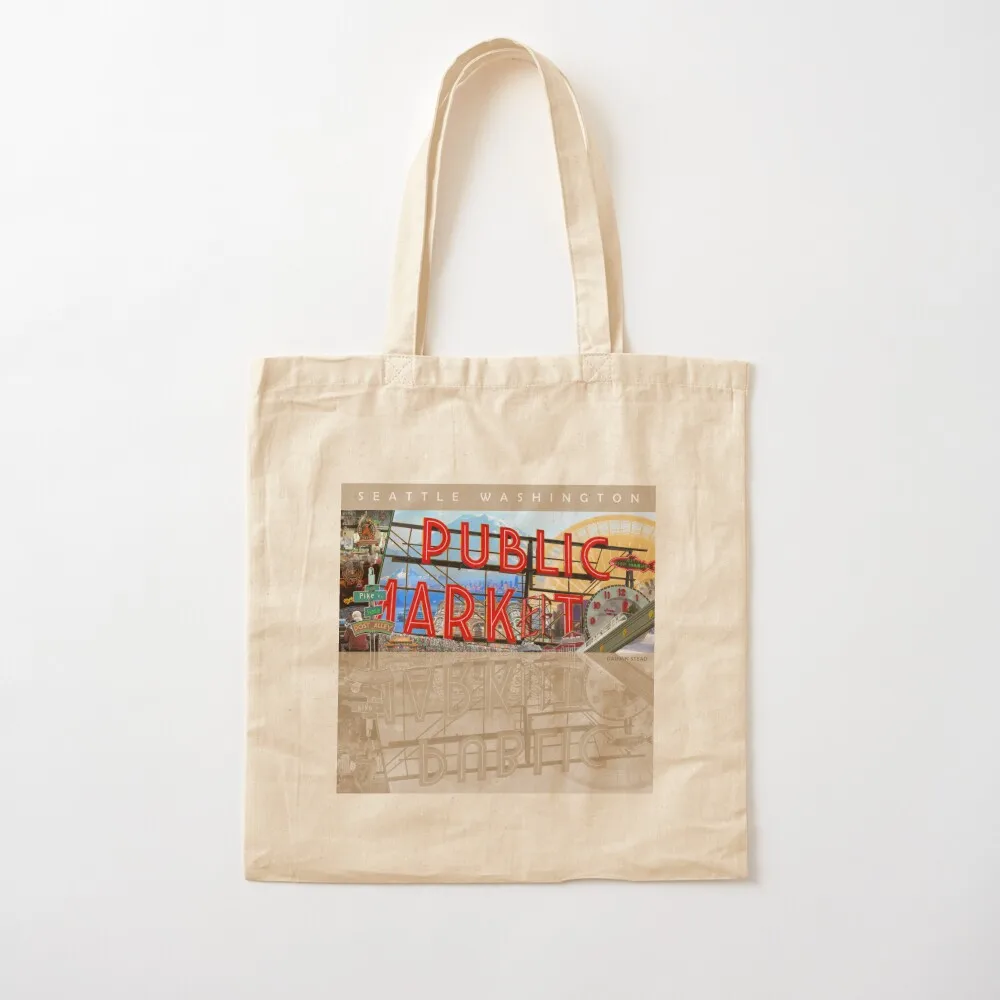 

Seattle Washington Pike Place Market Tote Bag Fabric bag tote bag Canvas Tote