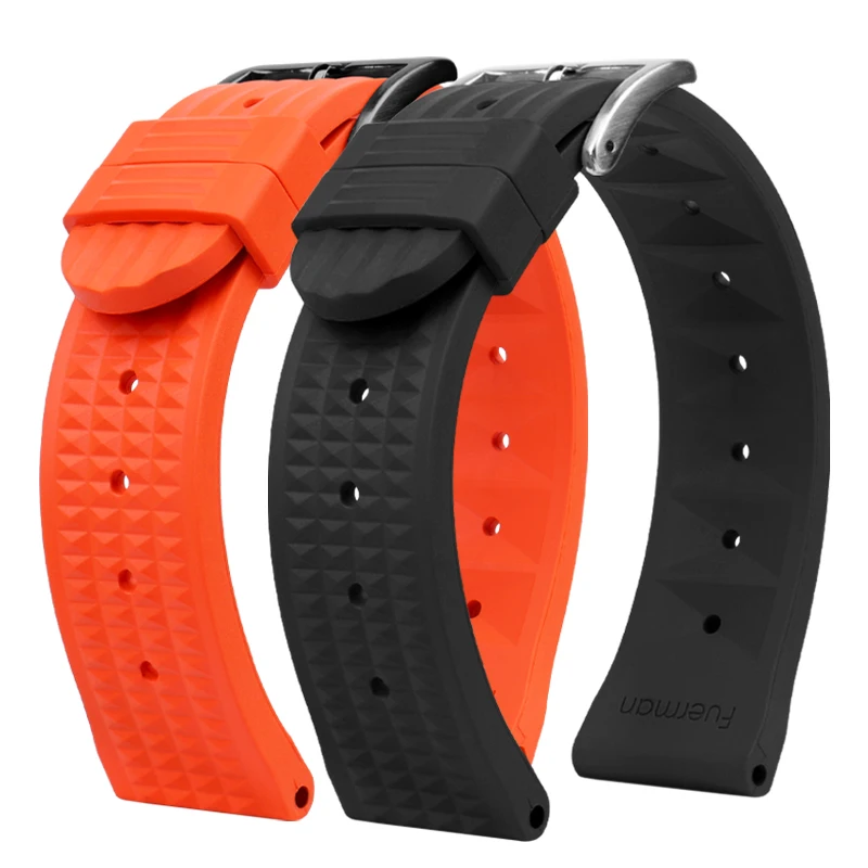 

20mm 22mm men's sports Rubber watchband for Casio mido IWC seiko No.5 silicone waffle wristband Red orange blue strap Bracelet