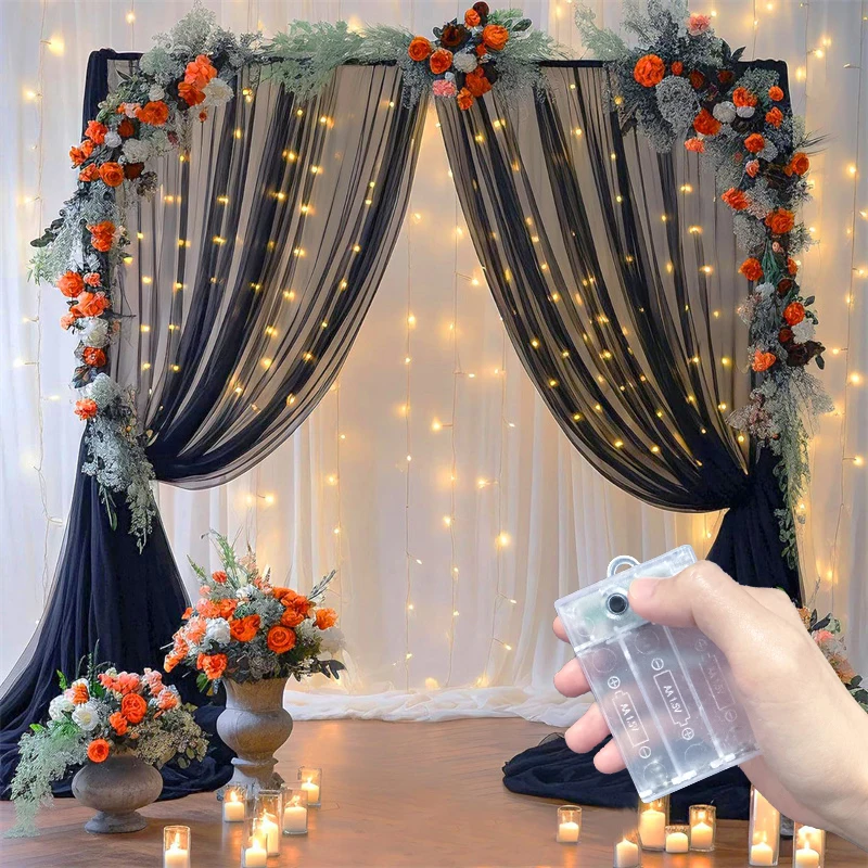 Curtain String Lights 8 Lighting Modes Battery Powered Fairy LED Lights for Festival Christmas Wedding Living Room Decoration