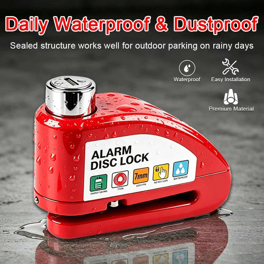 Motorcycle Bicycle Lock Alarm Safety Protection Padlock Disc Aluminum Alloy Anti-Theft Reminder Motorcycle Aaccessories Parts