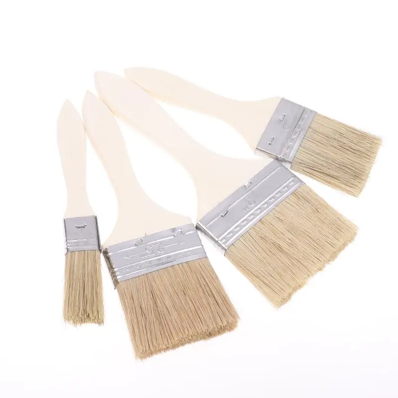 10Pcs Glue Application Wooden Handles Paint Brush Pig Mane Brushes Suitable For Art Handicrafts Plastering And Painting