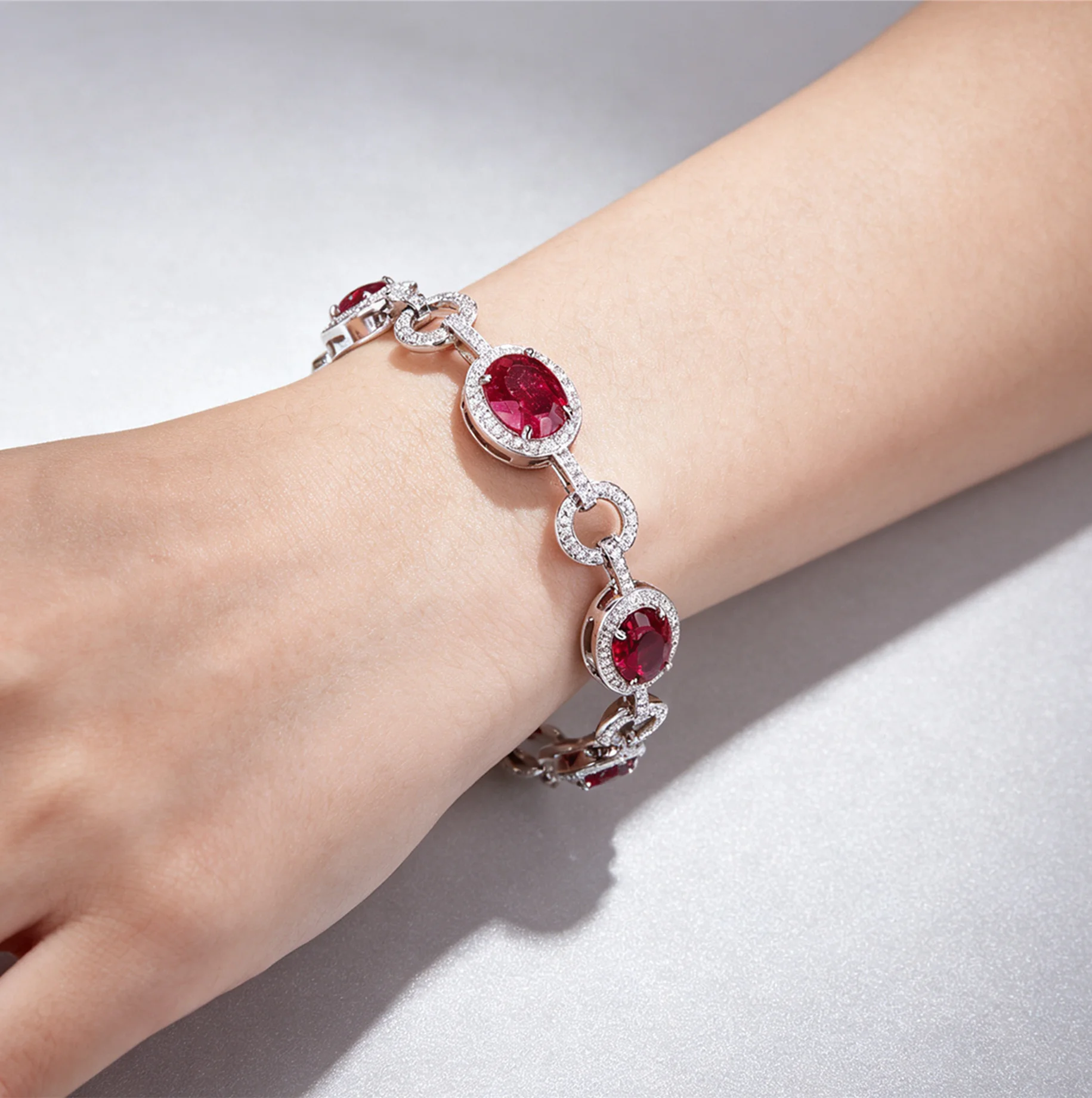Women Oval Colorful Zircon Stitched Bracelet Chain Retro Luxury Bangle Multi Color Stone Hand Jewelry Accessory Christmas Gifts