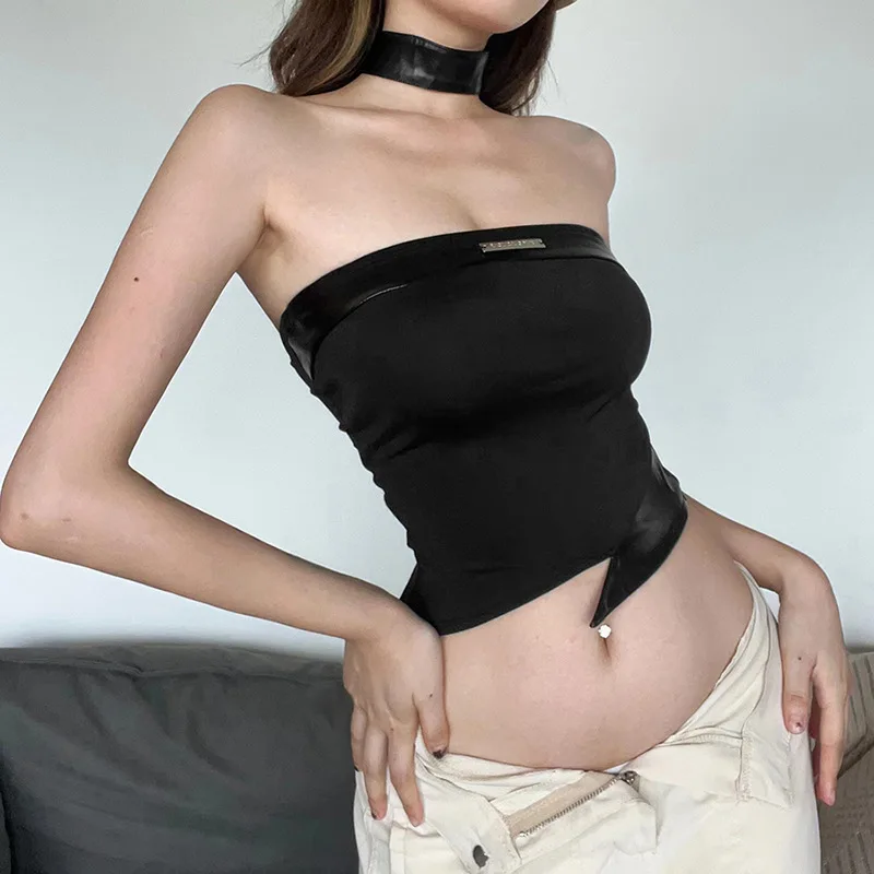 Street Fashion Pure Color Summer New Women's Wrap Chest Neck Scarf Sexy Small Vest Top Trendy Bodycon Style for Ladies