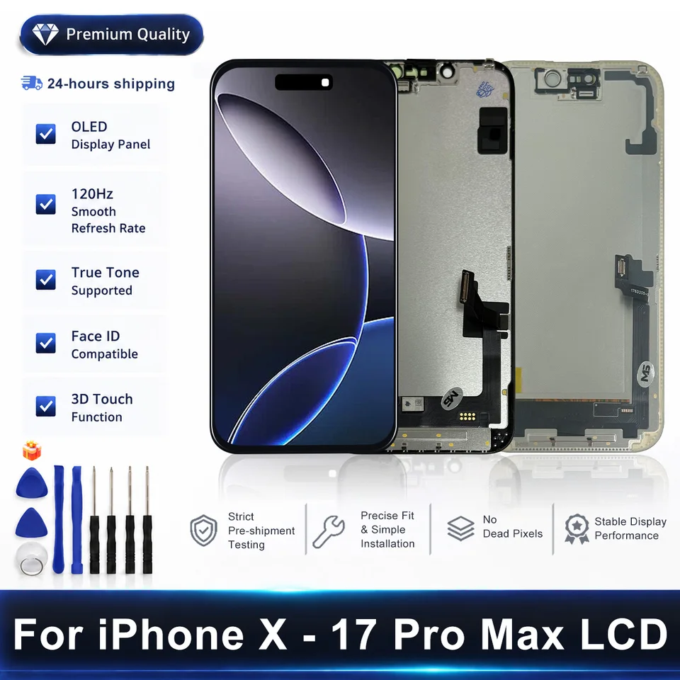 OLED para iPhone X XR XS Max con 3D Touch, para iPhone 11 12 13 Pro Max 14 Plus, ensamblaje LCD, reemplazo para 15 16 17 Pro Max 2