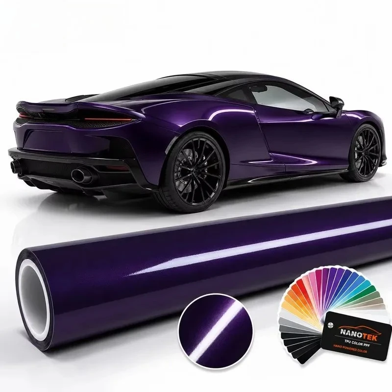 Ultra Bright Metal Midnight Purple PET Car Wrap OEM Factory Full Body Color Change Gloss Matte Metallic