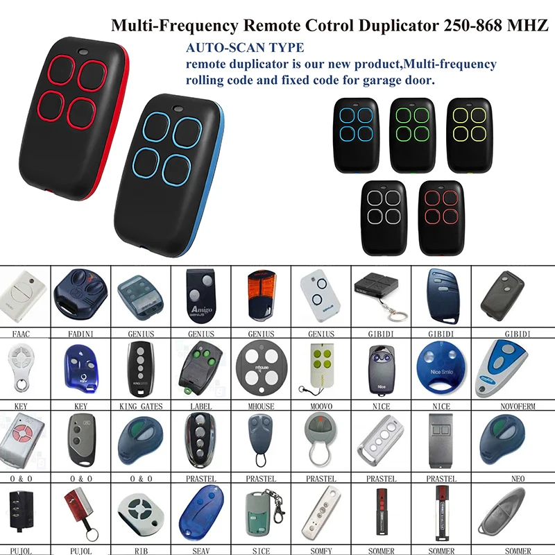 

286MHz-868MHz Multi-Frequency Code Garage Door Remote Control Duplicator Grabber Clone Gate Key Fob Command Hand Transmitter