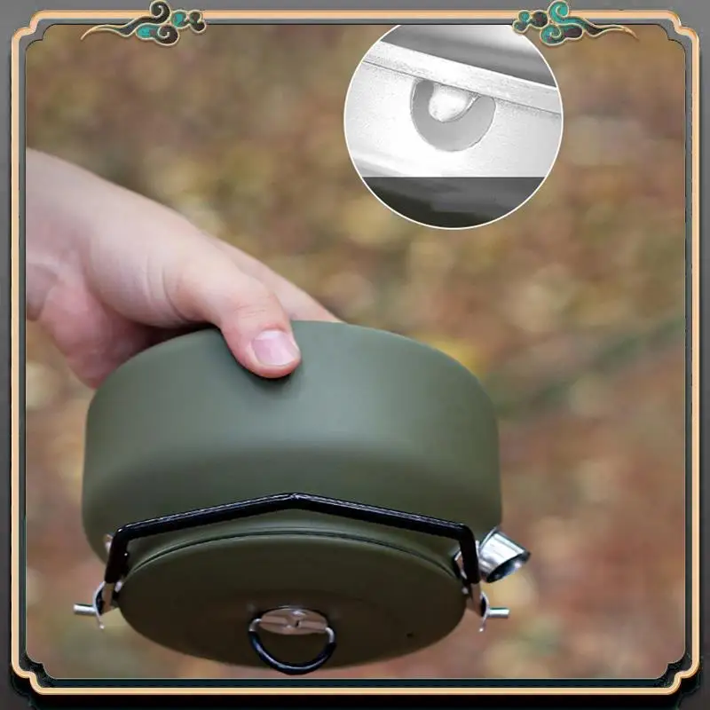 

1L Portable Kettle Camping Stovetop Teapot With Folding Handle Outdoor Water Bottle Teapot Durable About 15 X 9Cm Green