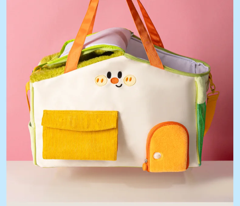 Cartoon Candy Color Pet Carrier Bag for Cats and Small Dogs Portable Crossbody Bag for Outdoor Travel Dog Walking Bag