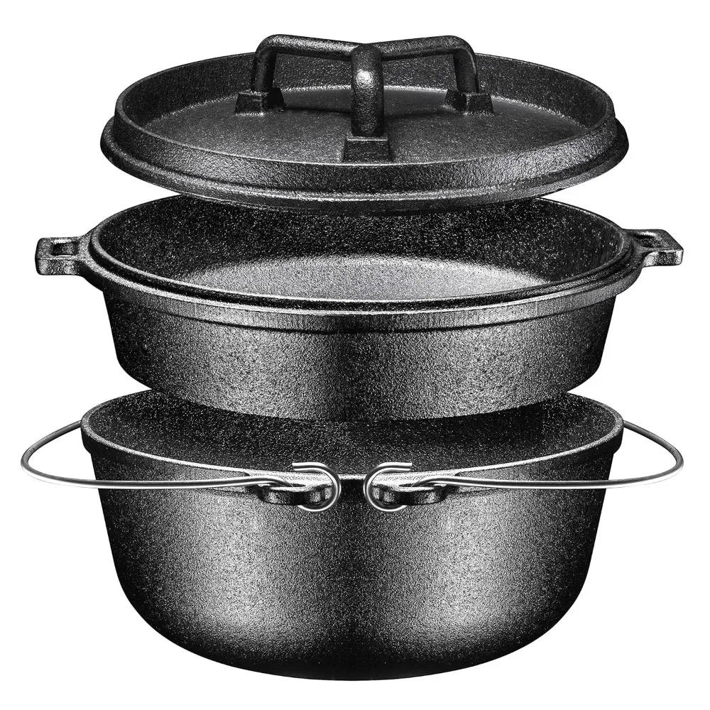 

Camping Cooking Set Of 4. Pre Seasoned Cast Iron Pots And Pans Cookware/Dutch Oven Sets