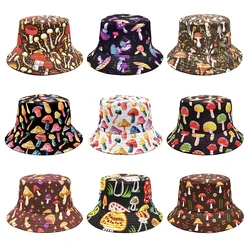 Summer Colorful Mushroom Pattern Bucket Hat American Casual Personality Foldable Outdoor Shading Double-sided Basin Caps Unisex