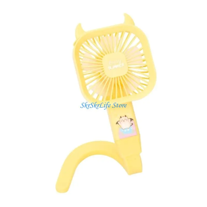 E65E Portable USB Desk Fan With Adjustable Wind Direction For Office Home And Travel Lightweight Design In Pink Blue Yellow