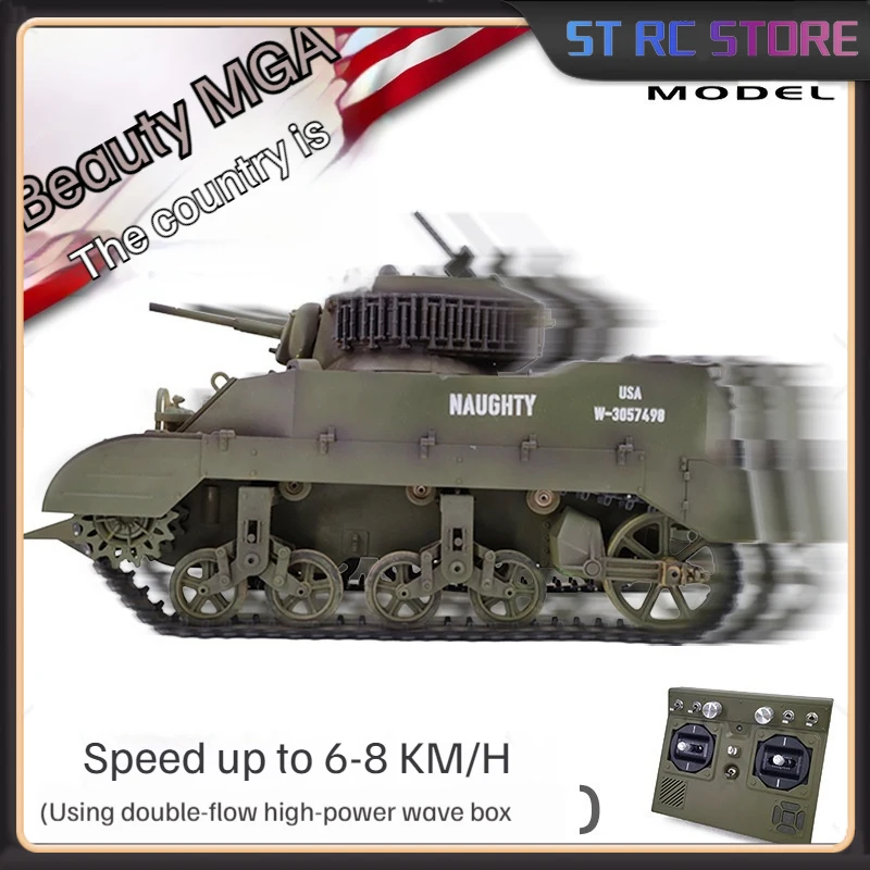 Us Rc Car Stuart M5a1 Electric Remote Controlled Tank Smoke Simulation Military Model Toy Remote Control Car Children Toy Gift