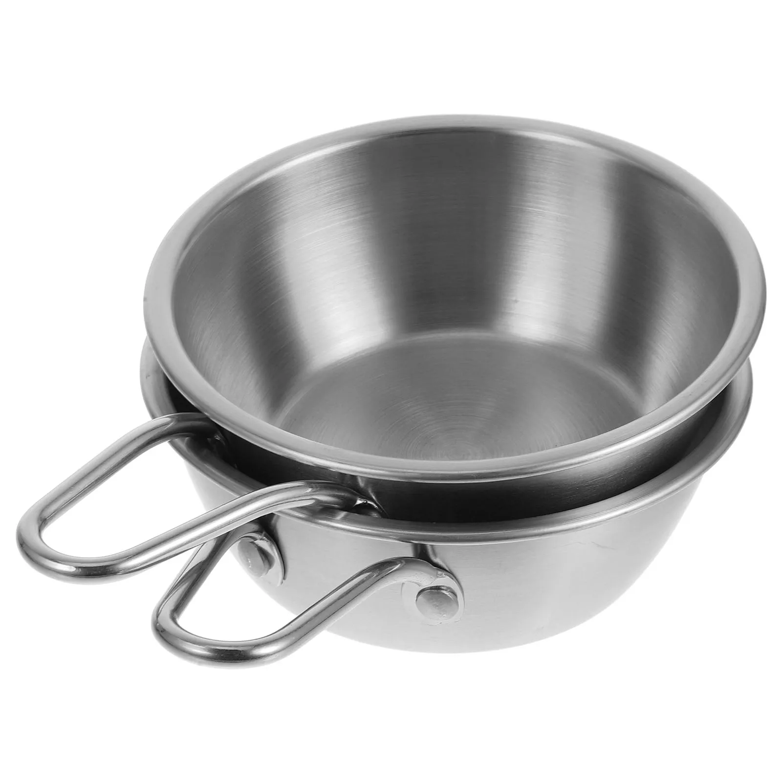

2Pcs Single Handle Condiment Bowl Stainless Steel Rice Container Ergonomic Korean Cuisine Bowls Metal Hot Serving