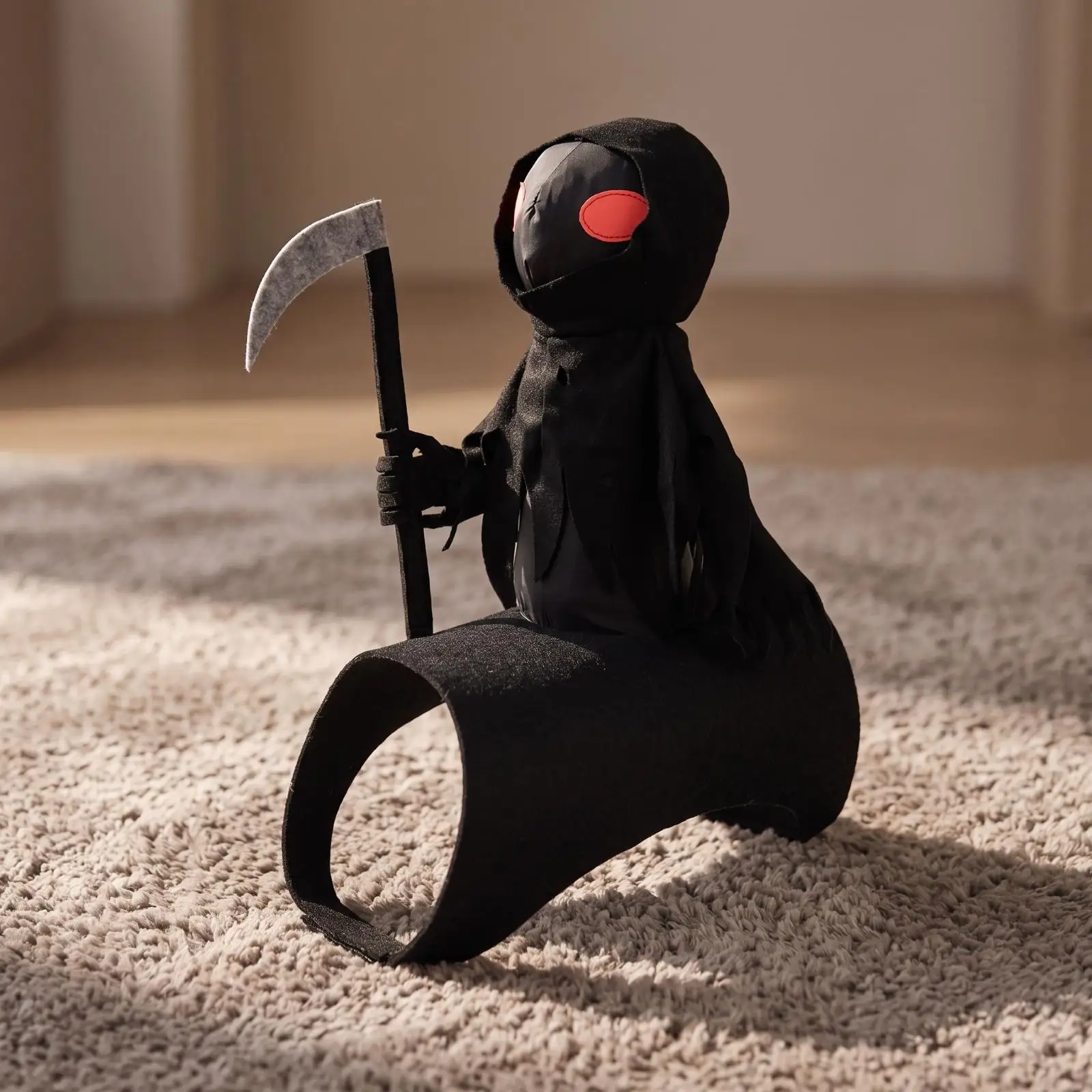 Lightweight Black Polyester Pet Costume Rider Design with Scythe for Dogs Themed Party and Photo Fun