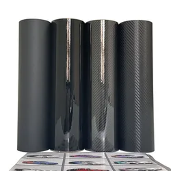 3D Carbon Fiber Vinyl Wrap Film Glossy Black Matte Black Self Adhesive Vinyl Car Wrap Foil Sticker Console Computer Laptop Skin