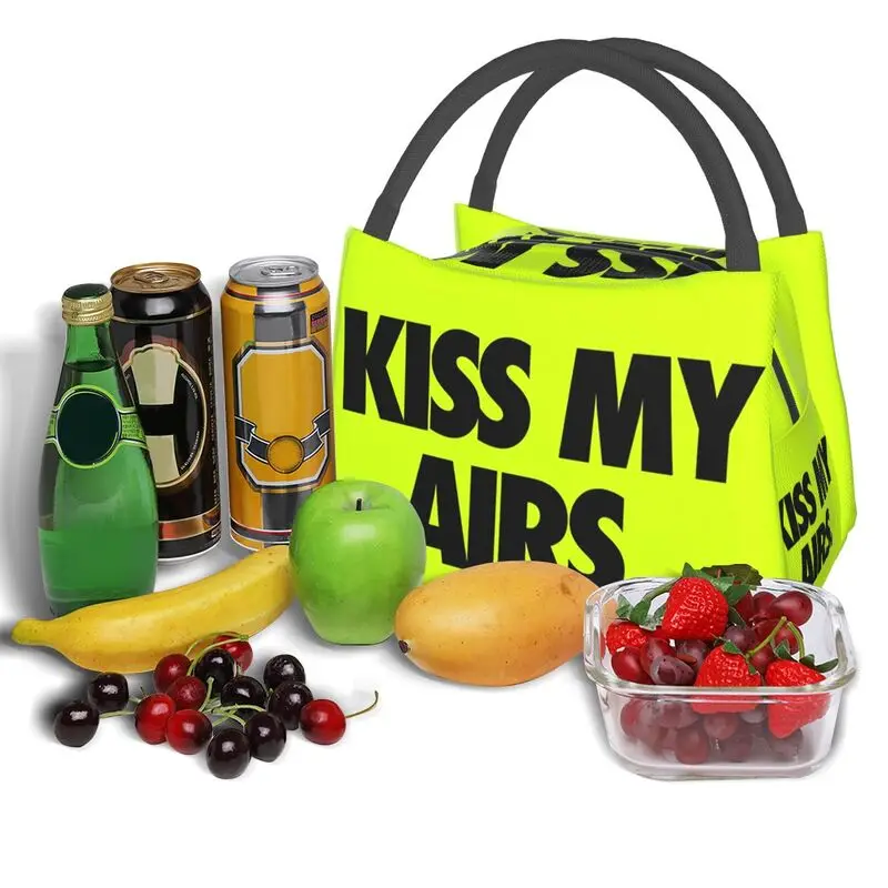 Custom Kiss My Airs Lunch Bags Men Women Thermal Cooler Insulated Lunch Box for Work Pinic or Travel Fruit Fresh Storage Bag