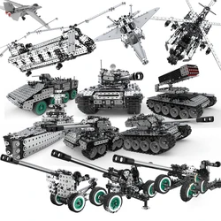Building block assembly toy boy high difficulty metal building block screw nut assembly military tank model