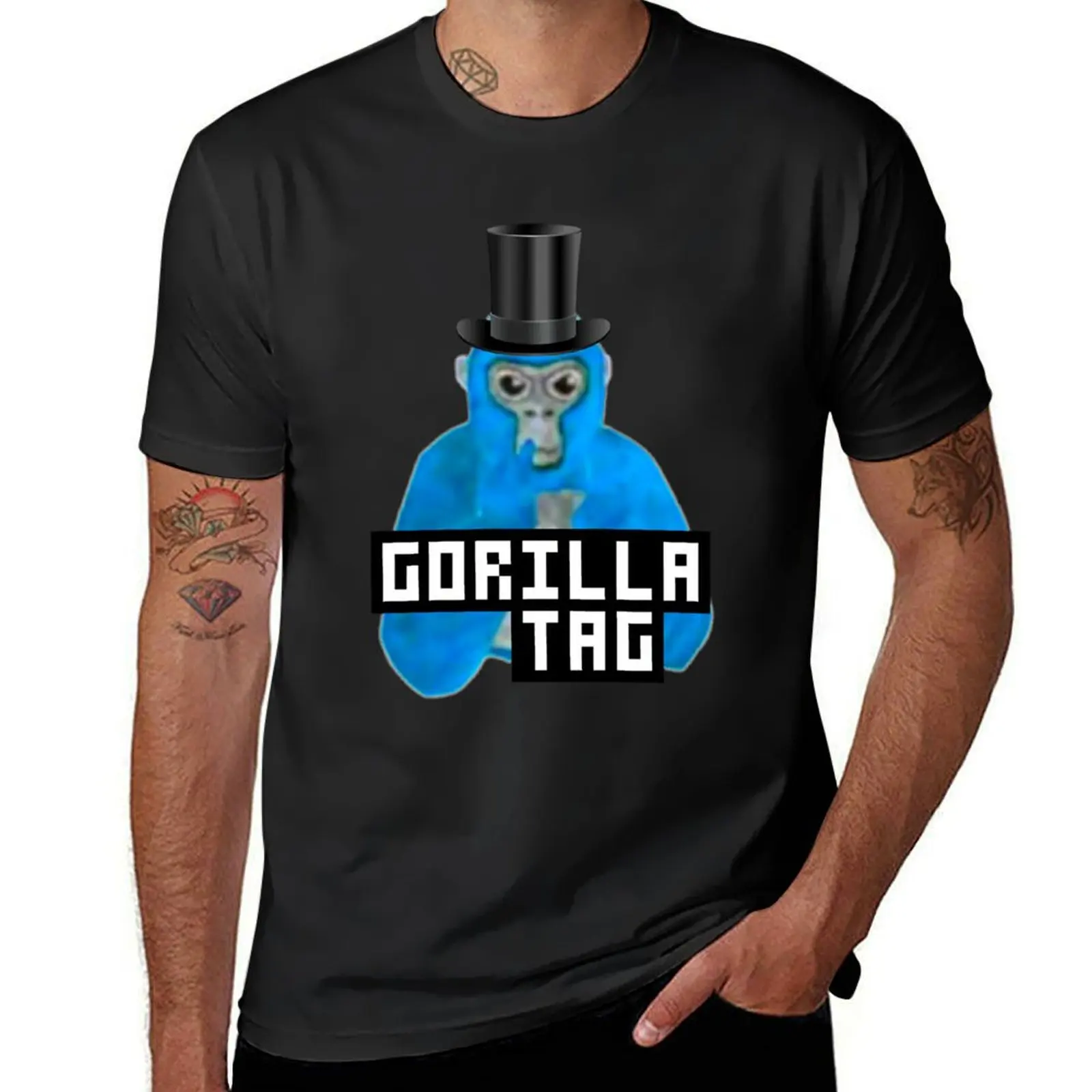 Gorilla Tag Blue Monkey Top Hat Gorilla Monke Gorilla Tag PFP Maker by POLKART T-Shirt sweat for a boy men clothings