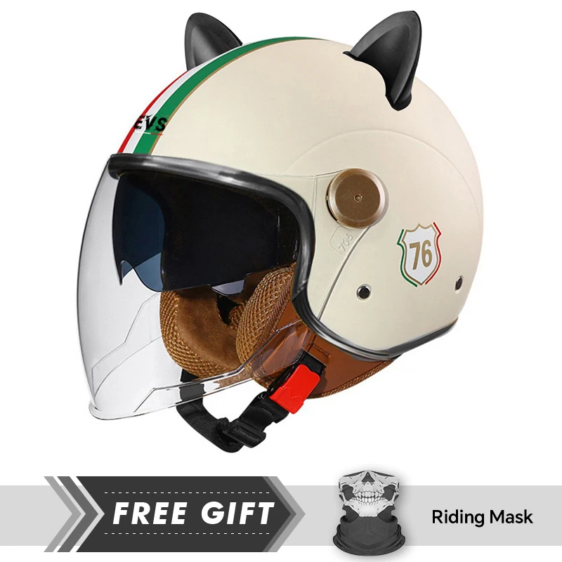 

Double Visor Four Seasons 3/4 Open Face Helmet Motorcycle Helmets Daul Lens Jet Summer Safety Casco Moto Men Women