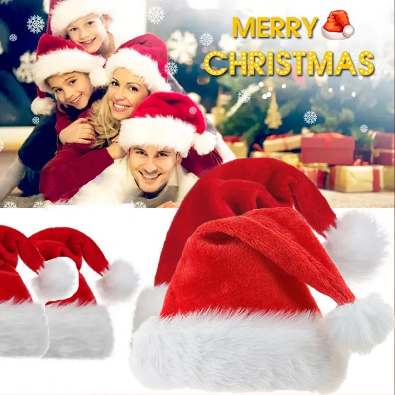 Christmas Hats Adults Kids family Santa Claus Hat Xmas Cap New Year Festive Party Decoration Supplies Winter Warm Cycling Hat