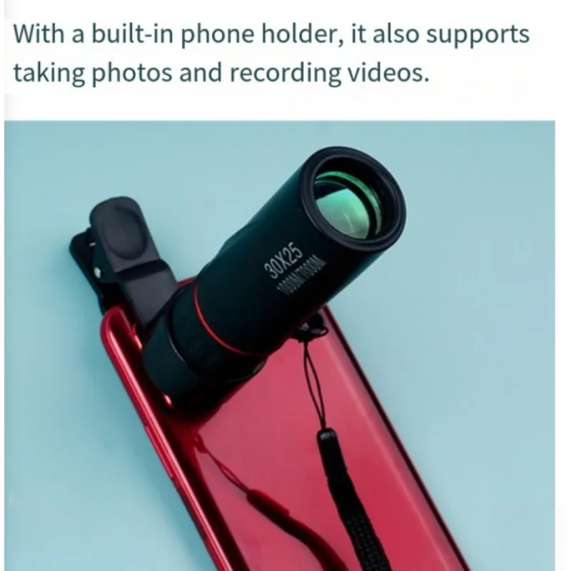 

Монокулярный телескоп 30x25, миниатюрный портативный телескоп с подключением к смартфону, подходит для кемпинга и охоты, бинокль