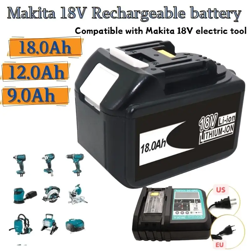 

original Makita Rechargeable 18V 9.0Ah Li-Ion Battery BL1830 BL1815 BL1860 BL1840 194205-3 Replacement Power Tools Battery