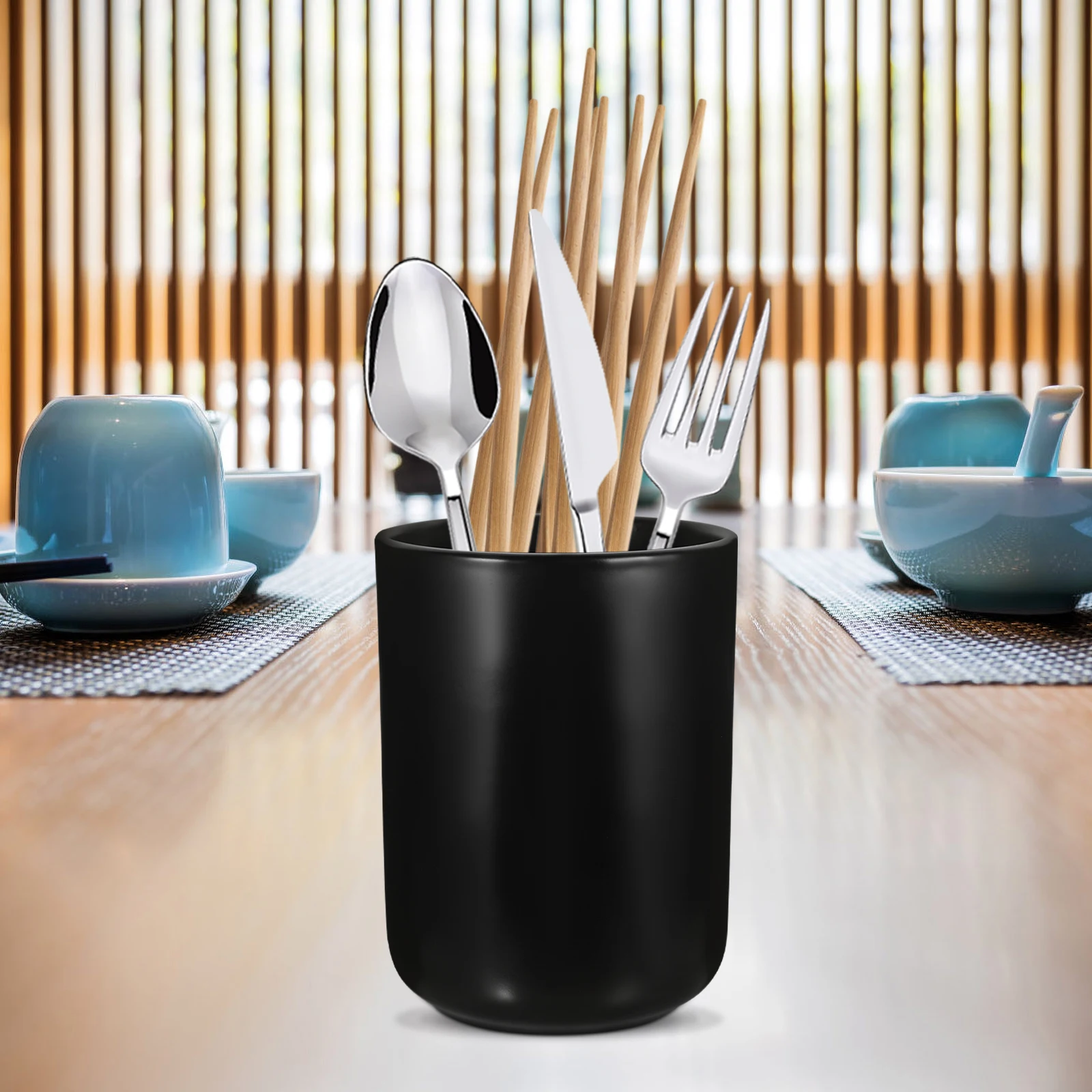 

Ceramic Chopstick Holder Multifunctional Kitchen Utensil Organizer Large Capacity Storage Bucket Chopstick Spoon Fork Holder