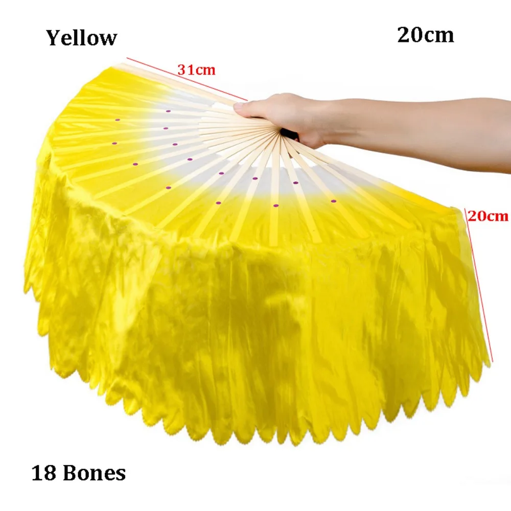 31cm Bamboo Chinese Short Bellydance Fan 17/20cm Half Circle Silk Veil Pairs Multicolors Bamboo Fans Hand Dye Adults Fan