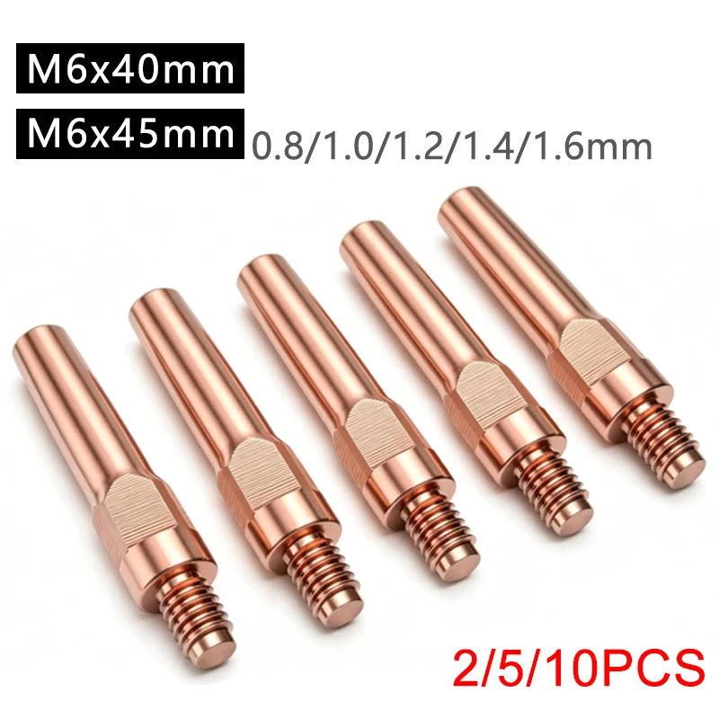

MIG CO2 T2 Copper M6*40/45mm Welding Contact Tip 0.8-1.6mm Bore Size Welding Torch Welder Nozzle Accessories Consumables