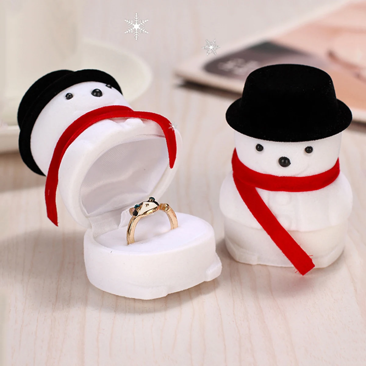 

Gift Snowman Ring Box Jewelry Organizer Christmas Novelty Delicate Storage Case