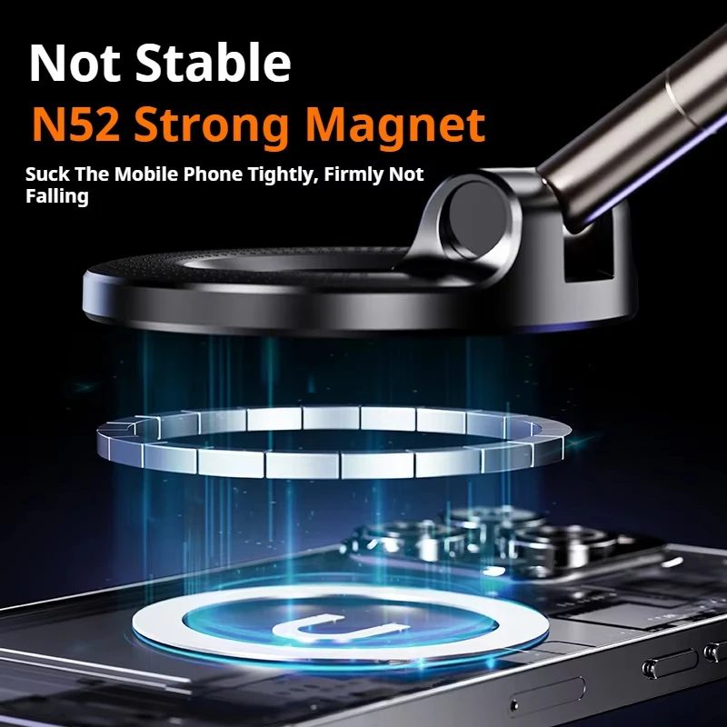 For Magsafe Car Phone Holder Suction Cup Vacuum Magnetic Phone Holder and foldable Phone Holder For iPhone16 15 Huawei Xiaomi