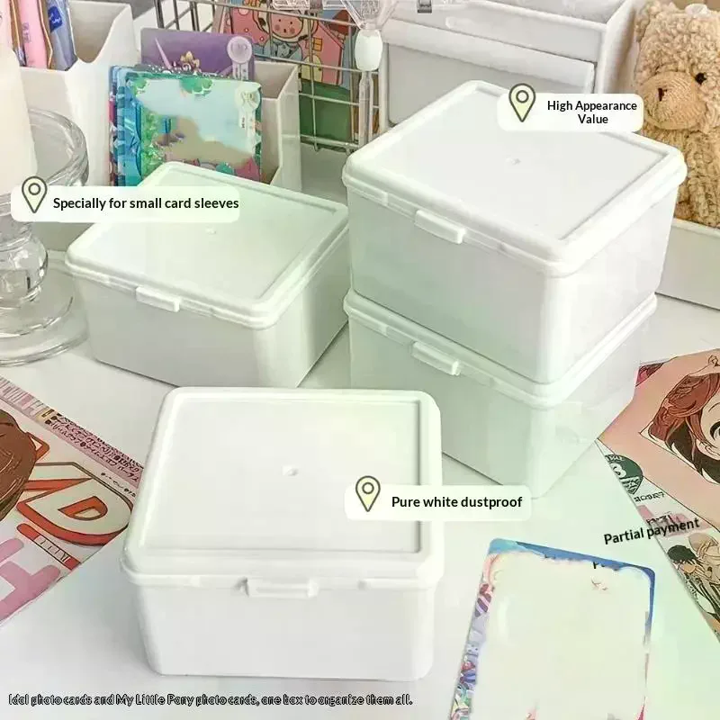 Korean Transparent Photocard Storage Box Multifunctional Clear Organizer for Photo Cards Stickers Jewelry Small Item Storage