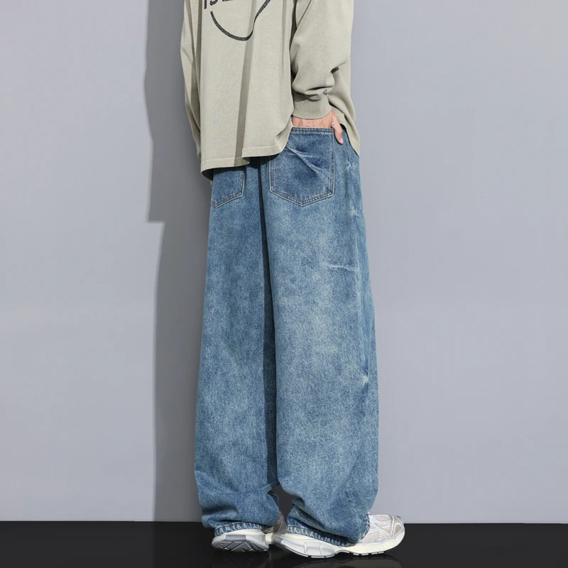 خمر الخريف الرجال الجينز موضة عادية الكورية طالب بلون السراويل شخصية غسل الذكور الدنيم السراويل