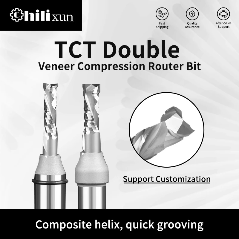 

HILIXUN 1Pcs 1/2 Shank Two Flutes TCT Up Down Cut Milling Cutter Cutting Engraving Woodworking Roughing Slotting Router Bit