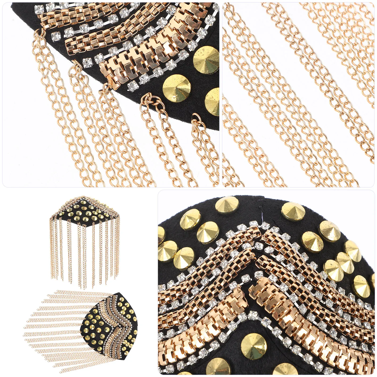 

1 Pair Tassel Rivet Shoulder Board Military Style Decor Shoulder Mark Golden Durable Costume Accessory Gift For Men Women