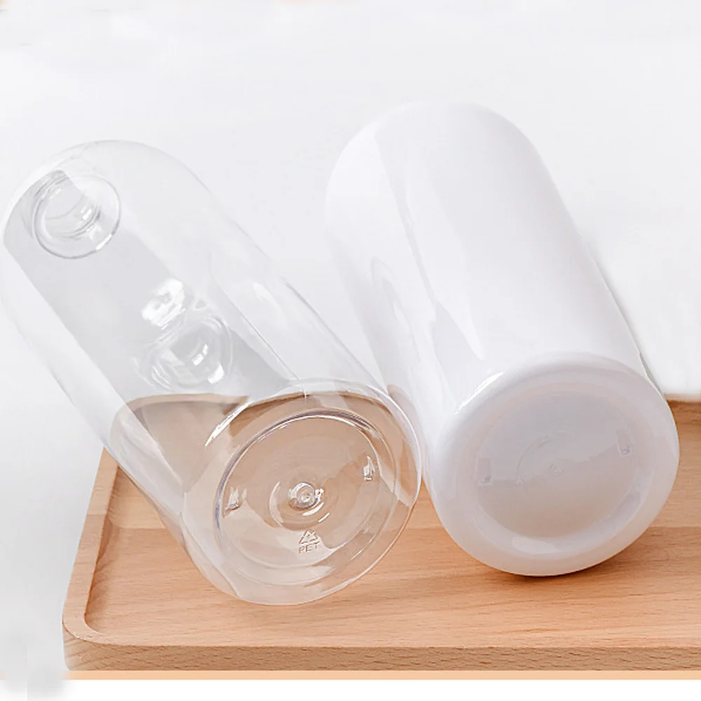 1000ml transparency&white color Refillable PET plastic lotion cosmetics travel bottle with plastic plug and aluminum cap