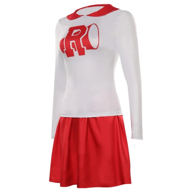 زي ريدل هاي التأثيري للتشجيع زي الفيلم الشحوم الوردي سيدة المشجع لعب الأدوار فانتازيا ملابس حفلة الهالوين القماش