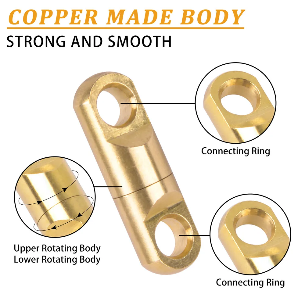 20Pcs High Strength Fishing Bearing Swivel Connectors Copper Barrel Heavy Duty Wind On Swivels for Saltwater Fishing